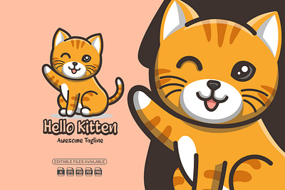 Hello Kitten || Mascot Logo branding cartoon cartoon logo cat cat cartoon cat logo design graphic design illustration kitten kitty logo mascot mascot logo vector