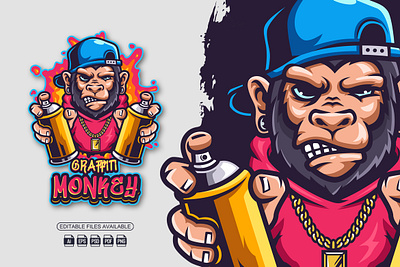 Monkey Graffiti || Mascot Logo branding cartoon cartoon logo design graffiti graphic design illustration logo mascot mascot logo monkey monkey logo rnb vector