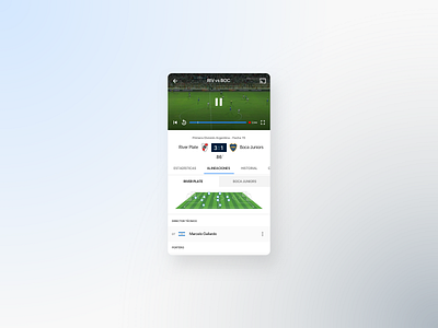 Sport app live player sport statistics ui
