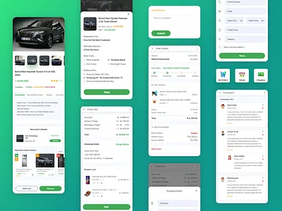 FairMart e-commerce application app app design check out colorful design e commerce green grocery interface design minimal design online store product comment product deatils screen screen design shooping app store trendy design ui user experience design ux