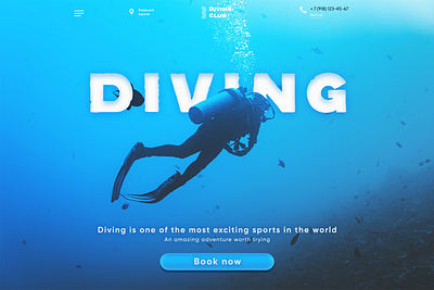 Diving: First Screen for Landing Page landing page photoshop web design