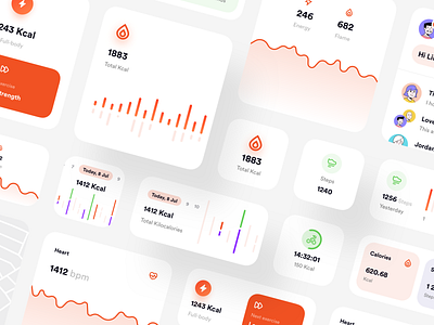 CaFit Fitness UI Kit (iOS 14 widgets) activity app cadesign cafit calories design fit fitness gym health healthcare kit light running sport ui ui kit ui8 widgets workout