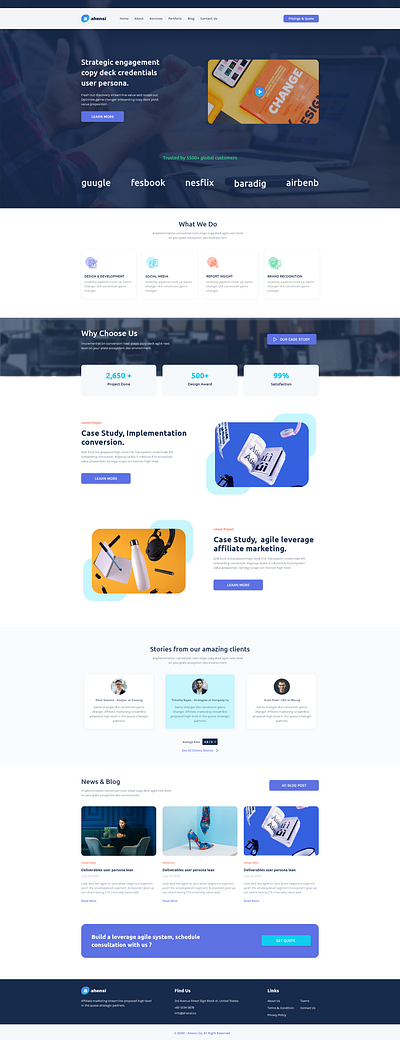 Ahensi - Agency Adobe XD Template adobe xd bootstrap 4 design figma illustration logo mockups sketch ui ux web web design website xd template