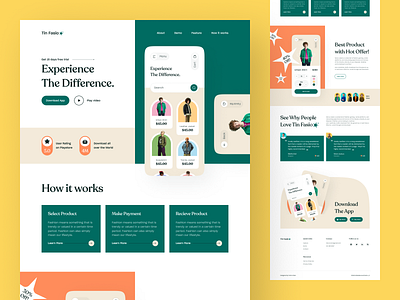 Fashion App Landing Page app landing page e commerce ecommerce fashion fashion app green header hero section homepage landing page shop tanim typography ui design uiux design web web design web ui website website builder