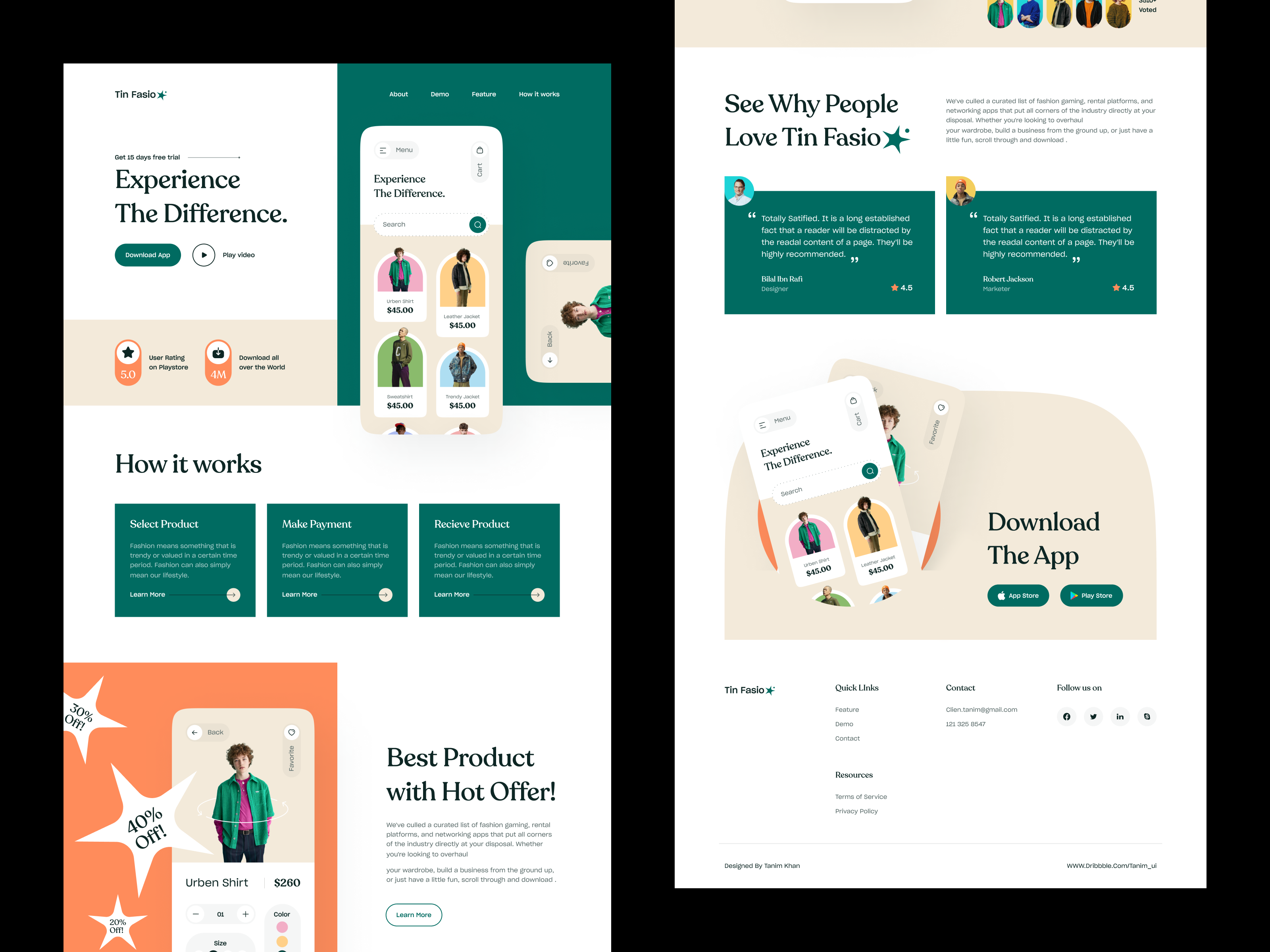 Fashion App Landing Page app landing page e commerce ecommerce fashion fashion app green header hero section homepage landing page shop tanim typography ui design uiux design web web design web ui website website builder