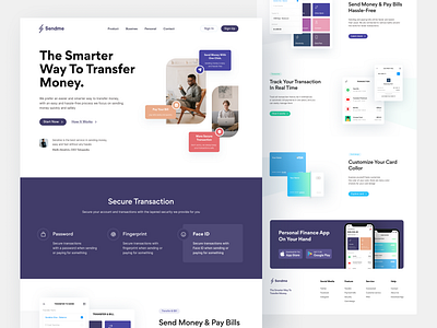 Transfer money & Bills - Web design app clean finance landing page mobile ui webdesign website