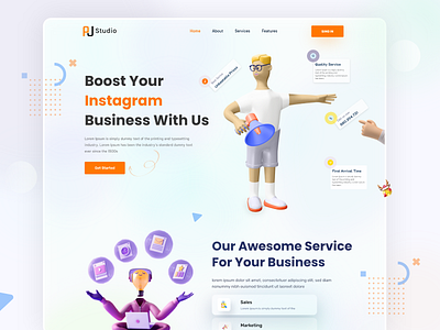 Business Boost Landing page Design boost business design business growth landing page creative design finance header explotation home page design instagram business landing page popular website design