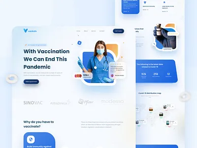 Vacksin - Vaccine Landing Page covid 19 homepage medical pandemic ui uidesign user experience userinterface ux vaccine vaccine landing page virus