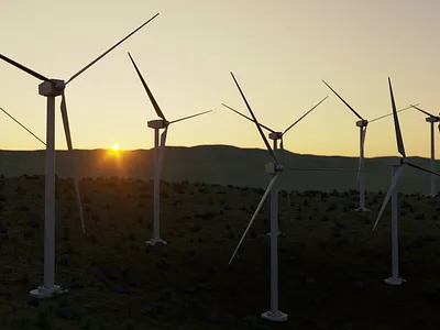 Wind Power Plant 3dmodel c4d cinema4d corona render design modelling nature orange peace photoshop plant power render sky sunset warm wind