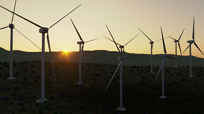 Wind Power Plant 3dmodel c4d cinema4d corona render design modelling nature orange peace photoshop plant power render sky sunset warm wind