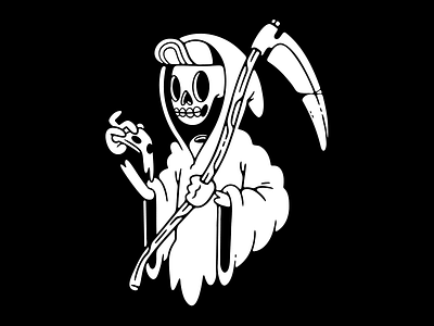 Cult of ZA - Reaper Pizza Design apparel blake stevenson branding cartoon character design cute death design illustration jetpacks and rollerskates pizza reaper retro skull ui