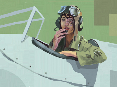 let_chique color design digitalpainting girl paint pilot plane study