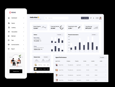 Property Management Dashboard UX UI Design animation branding creative web dashboard dashboard ux ui design graphic design madbrains property finder website design property management real estate themadbrains typography ui