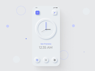 Neumorphism clock 2021 trend app branding clock clock app design figma illustration logo neumorphism ui ux vector