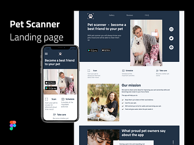 Pet Scanner landing page adaptive design figma mobile ui web