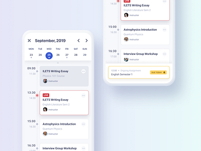 Online Class Calendar app design design mobile app online class schedule tree view ui ui design