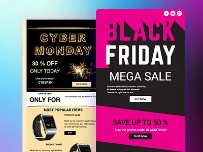 Black Friday and Cyber Monday email templates black friday cyber monday design email email editor email marketing email template gmail template