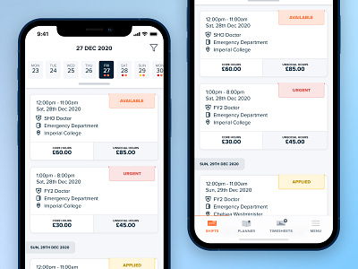 Mini Shift Card in Action 🤳 app calendar card clean date design ios medical minimal shift time ui ux