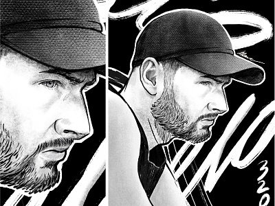 Simple portrait in black & white baseball cap design digital portrait graphic design hat head illustration illustrator man marzec portrait procreate streetart