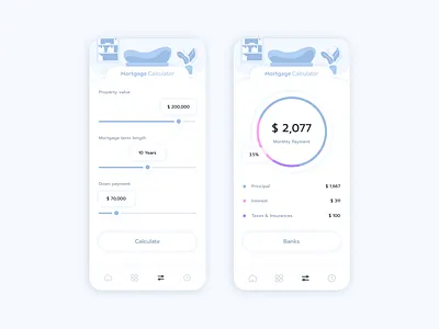 Mortgage Calculator app banking calculator daily dailyui finance form illustration interface ios page ui ux