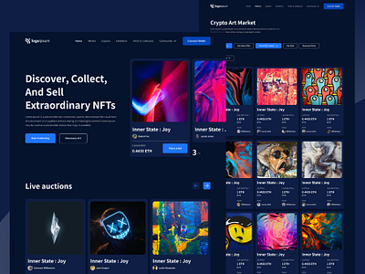 NFT Marketplace Website bitcoin blockchain cryptocurrency digital exchange homepage landing landing page nft trade ui design uiux web design website