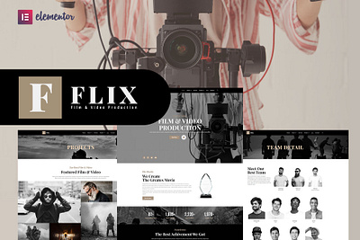 Film & Video Previw classic clean coorporate designer elementor film template kit video web web design