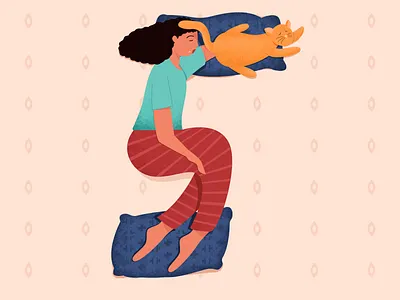 Nap time - 36 days of type 36daysoftype alphabet bed cat character cute girl illustration nap night pet sleep vector