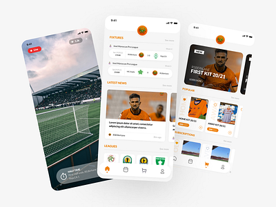 RSBerkane Mobile App clean creative design flat football team minimal mobile mobile app mobile design mobileapp morocco soccer ui ux