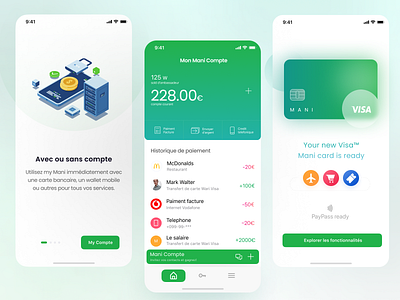 Mani - Mobile Banking Assistant app bank banking creative fintech graphic design green mobile movadex movadexcreative ui
