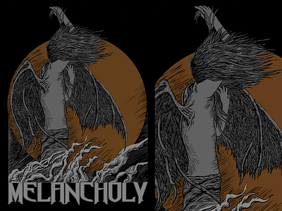 MELANCHOLY artwork concept art coverart darkart deadart deathmetal drawing heavymetal illustration penandink posterartwork screenprinting t shirtdesign