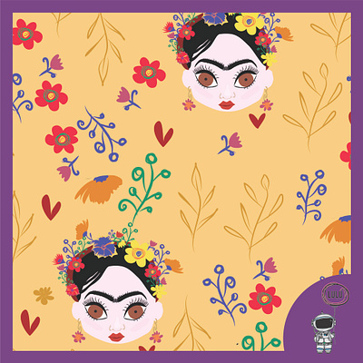 Frida pattern cartoon cartoon character design estampa fabric fabricdesign fashiondesigner getknow homedeco illustration pattern print print design surfacedesigner surfacepatterndesign textile textiledesign