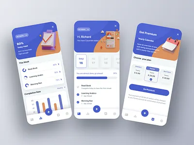 Habit Tracker App UI Design 3dapp app clean cleanui colourful dailyui design graphicdesign habit tracker app ui ios minimal minimalism minimalist mobileui modern trendy ui uiux vibrant webapp