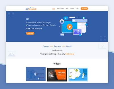 Landing page for Get Branding - Promotional service agency adobe xd landing page ui ui design web design