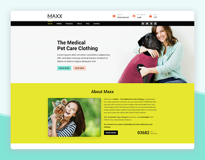 Landing page for Maxx Pet - Pet care clothing shop adobe xd landing page ui design web design