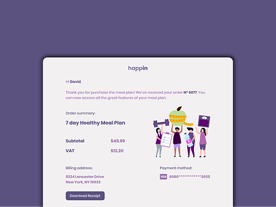 Daily UI #017 - Email Receipt dailyui dailyui17 design email figma food healthy illustration meal receipt ui ux