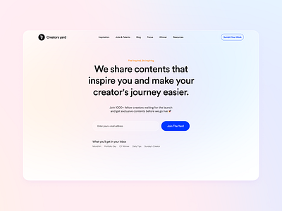 Landing Page - Creators Yard branding email figma gradient graphic design marketing ui ux