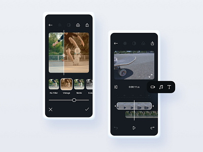Video Editing App app clean dropdown filters minimal mobile ui video videoeditor