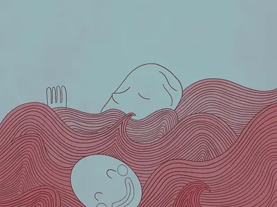 Not Waving But Drowning digital illustration editorial gif illustration monochrome motion graphics poetry