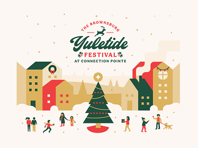 Yuletide Christmas Illustration advent brand branding christmas church city festival holidays huntsville illustration logo market people reindeer retro town vector vintage winter yuletide