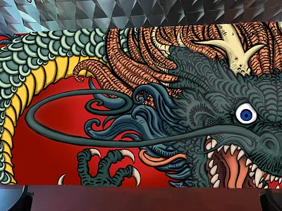 Jiro Sushi - Mural Design Concept #2 art color design graphic design illustration illustrator mural mural art mural design muralist painting procreate street art