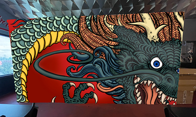 Jiro Sushi - Mural Design Concept #2 art color design graphic design illustration illustrator mural mural art mural design muralist painting procreate street art