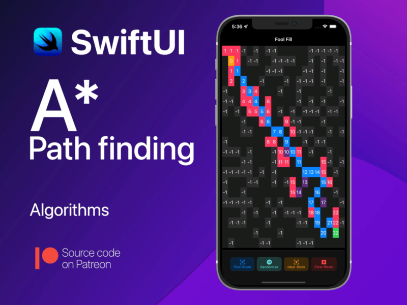 A* path finding (algorithm) apple branding design developer illustration logo swift swiftui ui ux