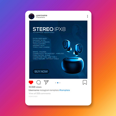 Social Media Poster Design.... "STEREO IPX8" branding design graphic design icon illustration logo logo design ui ux vector