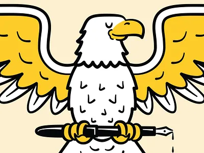 🦅 Eagle american bird branding design flying fountain pen graphic illustration ink vector