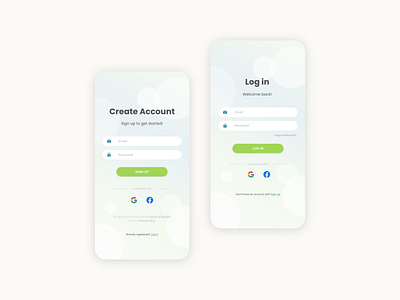 Sign up and Login Mobile Screens app design create account login mobile design mobile screen sign up ui uiux user interface ux web design