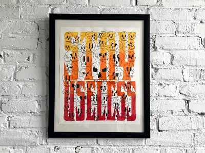 Stay Useless hand drawn hand type illustration ink marker paint skulls traditional