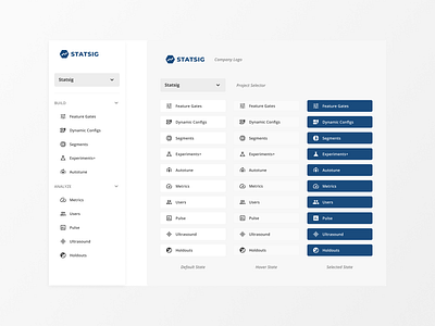 Left Nav for Statsig Console (Product) b2b collapse dashboard data design dropdown expand icon navigation saas ui ux