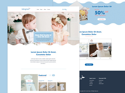 Baby Clothes Website babtism baby clothes design graphic design homepage kids light blue ui web website