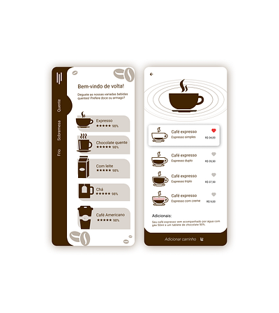 Coffee menu design typography ui ux