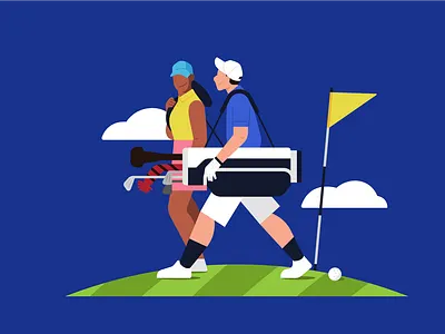 Golf character golf rounding